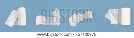 Toilet Paper, Paper Towels , Synthetic Non -woven Napkins In Rolls. Concept Of Personal Hygiene And 