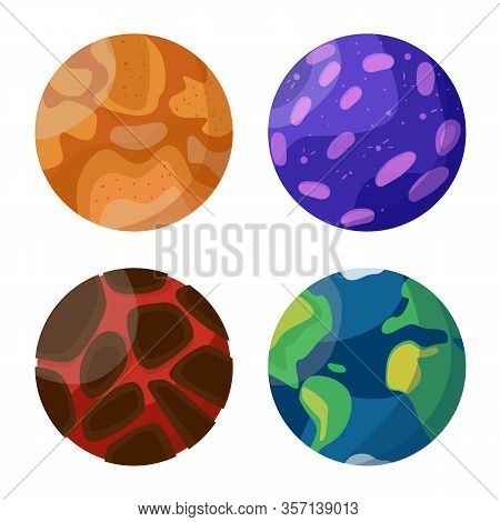 Vector Illustration Of Planet And System Symbol. Set Of Planet And Space Stock Symbol For Web.