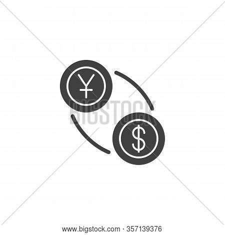 Yen And Dollar Exchange Vector Icon. Filled Flat Sign For Mobile Concept And Web Design. Us Dollar W