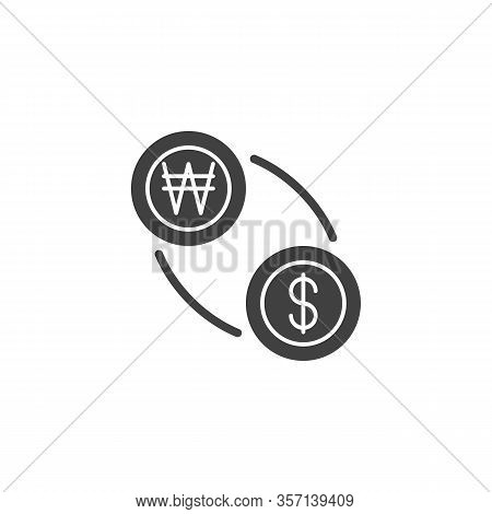 Won And Dollar Exchange Vector Icon. Filled Flat Sign For Mobile Concept And Web Design. Us Dollar W
