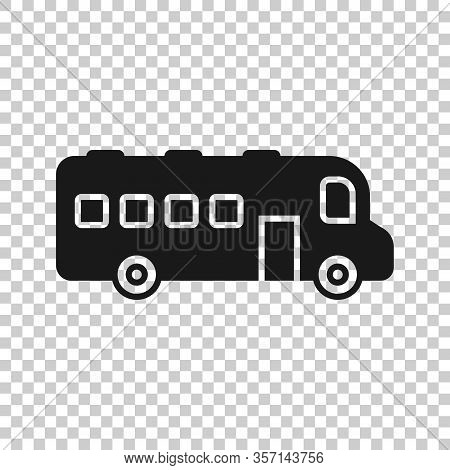 Bus Icon In Flat Style. Coach Vector Illustration On White Isolated Background. Autobus Vehicle Busi