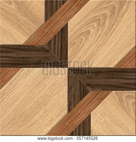 Abstract Decorative Wood Textured Geometric Mosaic Seamless Pattern Background For Wall And Floor