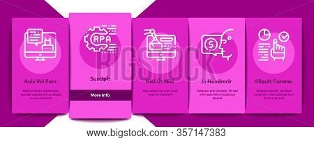 Rpa Cyber Technology Onboarding Mobile App Page Screen Vector. Rpa Robotic Process Automation, Drone