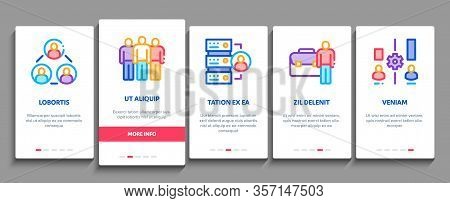 Hr Human Resources Onboarding Mobile App Page Screen Vector. Hr Management And Research, Strategy An