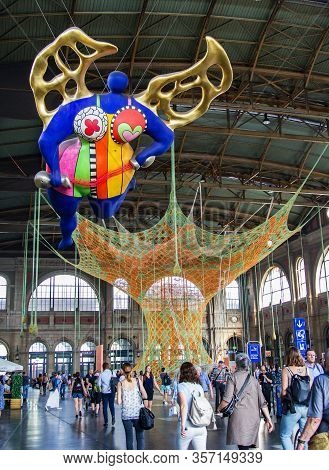 Zurich, Switzerland: 17 July 2018 - Art Installation Of Gaia Mother Tree By Brazilian Artist Ernesto