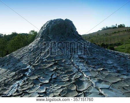 Mud Volcano In The Natural Reserve Park Of Salse Di Nirano. Fiorano, Italy. The Salse Are Gaseous Hy