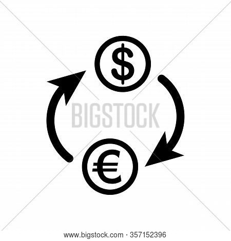 Exchange Money Icon. Euro And Dollar Near To Each Other. Interaction And Interdependence Of Currenci