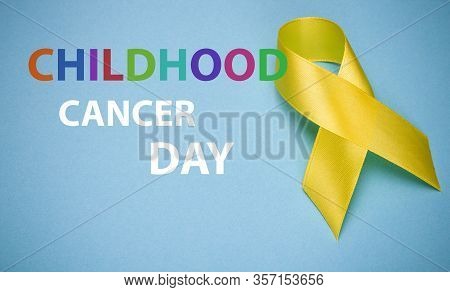 Yellow Ribbon, Childhood Cancer Awareness Month. Children Healthcare Background With Child's Drawing