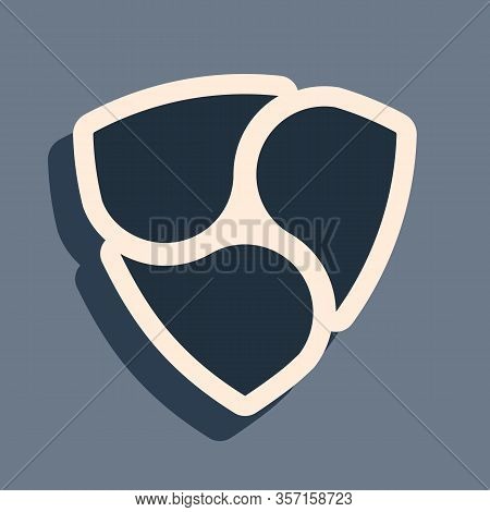 Black Cryptocurrency Coin Nem Xem Icon On Grey Background. Physical Bit Coin. Digital Currency. Altc