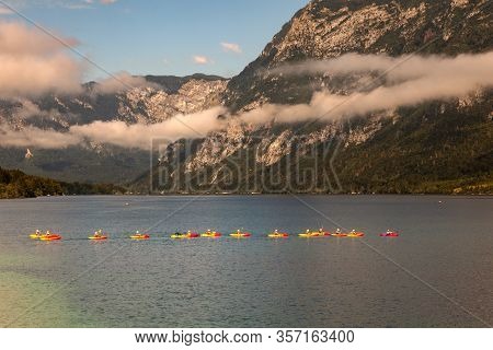 People Kayaking In The Bohinj Lake, Slovenia