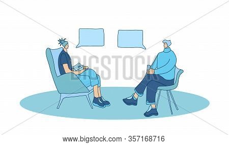 Interview Concept. Young Persons Sitting In The Chair And Talking About Vacancy. Attractive People H