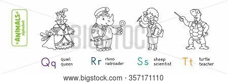 Animals Professions Alphabet Or Abc. Coloring Book