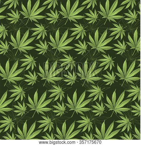 Cannabis Leaf On Green Background. Esp Pattern