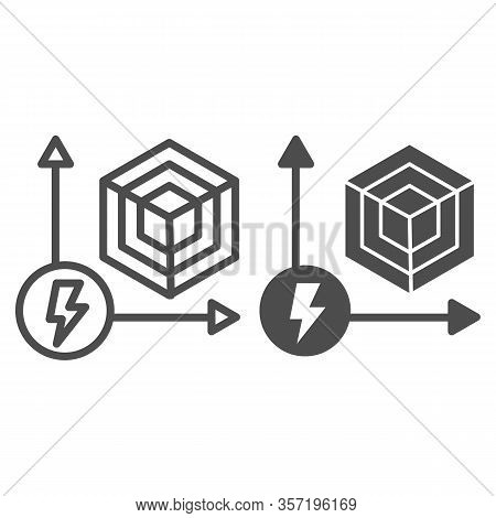 Power Performance Chart Line And Solid Icon. Energy Graph, Hexagon In Coordinate Symbol, Outline Sty