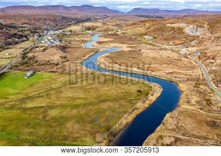 Aerial View Of Gweebarra River Between Doochary And Lettermacaward In Donegal - Ireland.