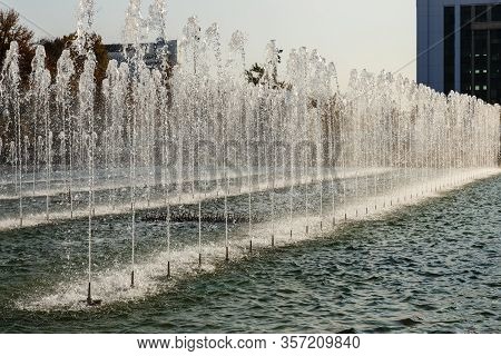 Fountain Jets, Independence Square Fountain In Tashkent, Uzbekistan