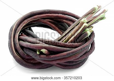 Yardlong Bean Or Chinese Long Bean Isolated On White Background