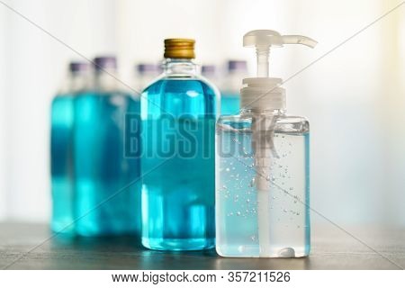 Sanitizer Gel And Isopropyl Alcohol For Corona Virus Or Covid-19 Protection.