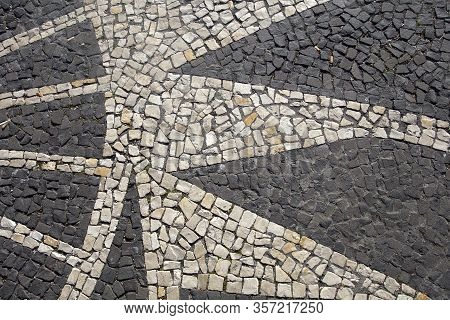 Closeup Surface Of The Blocky Pattern Old Stone Pavement