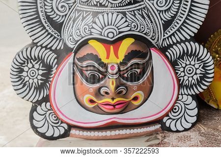 Purulia, West Bengal, India - August 15th 2017 : Colorful Chhau (or Chhou) Mask On Karnatak Art , Ha