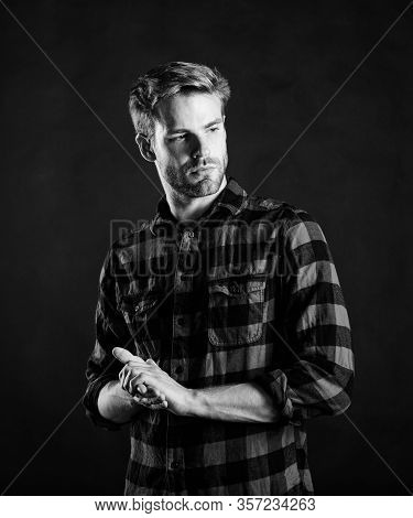 Standards Of Manliness Or Masculinity. Handsome Well Groomed Man. Manliness Concept. Meaning Of Mode