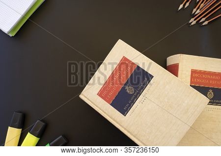 March 20, 2010 - Madrid, Spain: Old Spanish Academic Dictionaries For Philologists And Language Scho