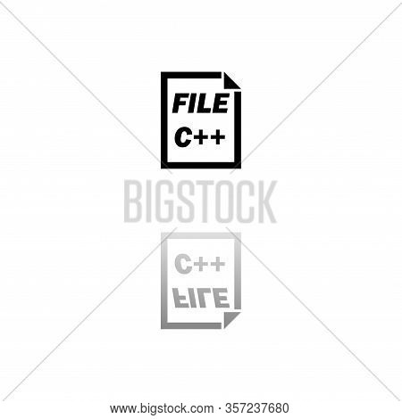 C Coding File. Black Symbol On White Background. Simple Illustration. Flat Vector Icon. Mirror Refle