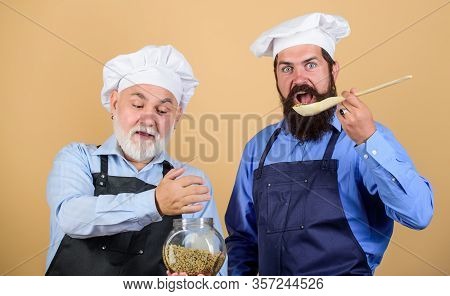 Culinary Expert. Professional Barista. Restaurant Cook. Mature Senior Bearded Men In Uniform. Barist