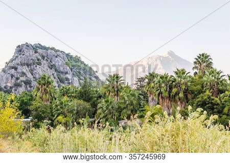 Landscape With Majestic Tahtali Dagi Mountains On Lician Way Tourist Path In Turkey