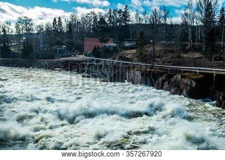 Hydroelectric Power Generation Plant And Ankkapurha Industrial Museum At Kymijoki River, Finland.