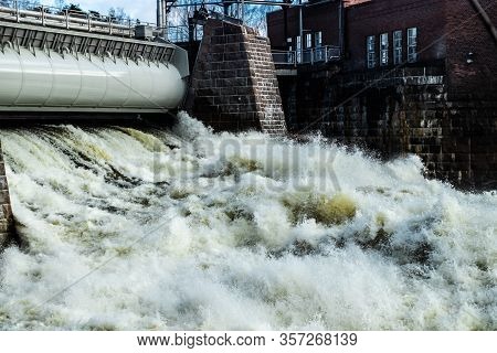 Hydroelectric Power Generation Plant And Ankkapurha Industrial Museum At Kymijoki River, Finland.