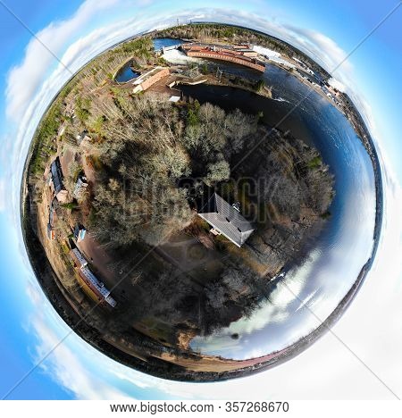 A Three Dimensional Panoramic View Of Hydroelectric Power Generation Plant And Ankkapurha Industrial