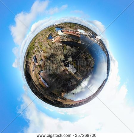 A Three Dimensional Panoramic View Of Hydroelectric Power Generation Plant And Ankkapurha Industrial