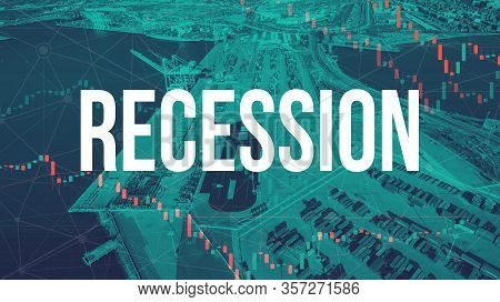 Recession Theme With Us Shipping Port In Oakland, Ca