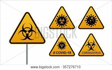 Coronavirus Warning Sign In A Triangle And Warning Tape Vector Illustration. Coronavirus In Europe. 