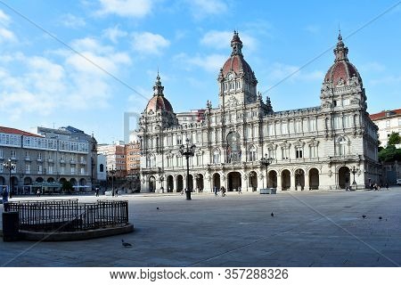 A Coruña Town Hall In The María Pita Square. La Coruña, Galicia. Spain. Europe. October 8, 2019