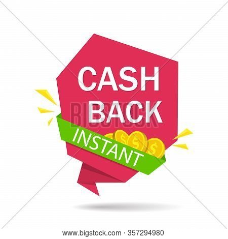 Money Cash Back Label. Refund Finanse Badge. Cashback Banner With Golden Coins. Financial Emblem On 