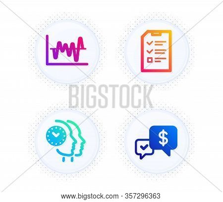 Time Management, Stock Analysis And Interview Icons Simple Set. Button With Halftone Dots. Payment R