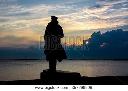 July 2, 2011, Arkhangelsk, Russia: Sculpture Of The Captain Looking At The Ocean.