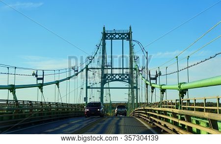 New York, U.s.a - October 24, 2019 - The View Of Traffic On Wellesley Island Bridge During The Day