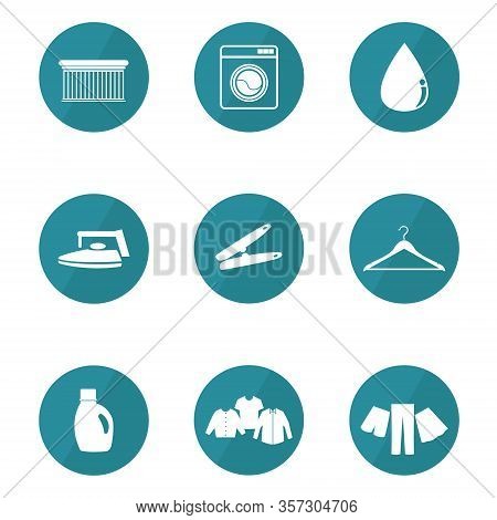 Laundry Simple Icon Set In Blue And White Color