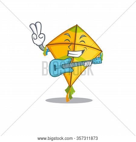 Supper Cool Kite Cartoon Playing A Guitar