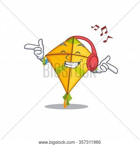 Enjoying Music Kite In Cartoon Mascot Design