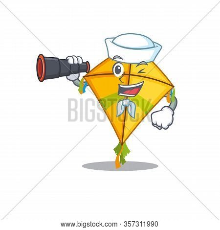 Kite In Sailor Cartoon Character Design With Binocular
