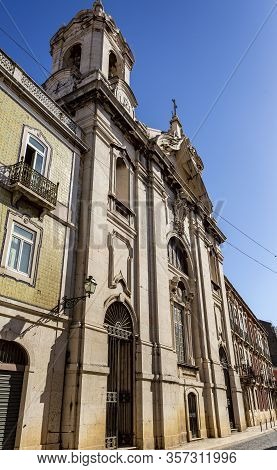 Facade Of The Church Of St Francis Of Paola, Built In 1753 To The Catholic Order Of Minima, In Lisbo