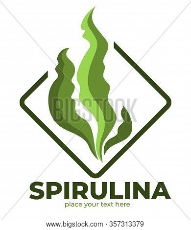 Superfood Isolated Icon, Spirulina Aglae Leaves, Detox