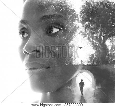 Paintography. A portrait combined with a painting