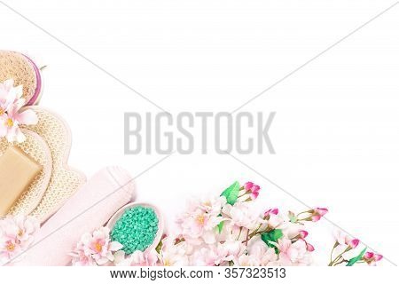 Zero Waste And Eco Friendly Natural Bathroom Accessories, Brush And Glove With Soap Bar And Spring P