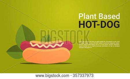 Plant Based Beyond Meat Hot Dog Healthy Lifestyle Vegetarian Food Concept Horizontal Copy Space Vect