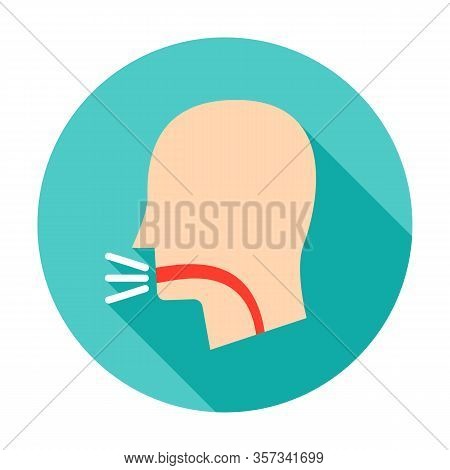 Cough Circle Icon. Vector Illustration With Long Shadow. Medical Item.